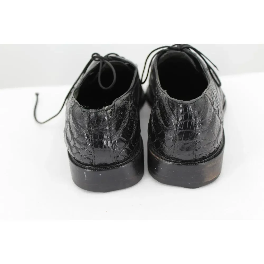 Belvedere Chapo Hornback Crocodile Oxfords size 10.5 Black *READ*